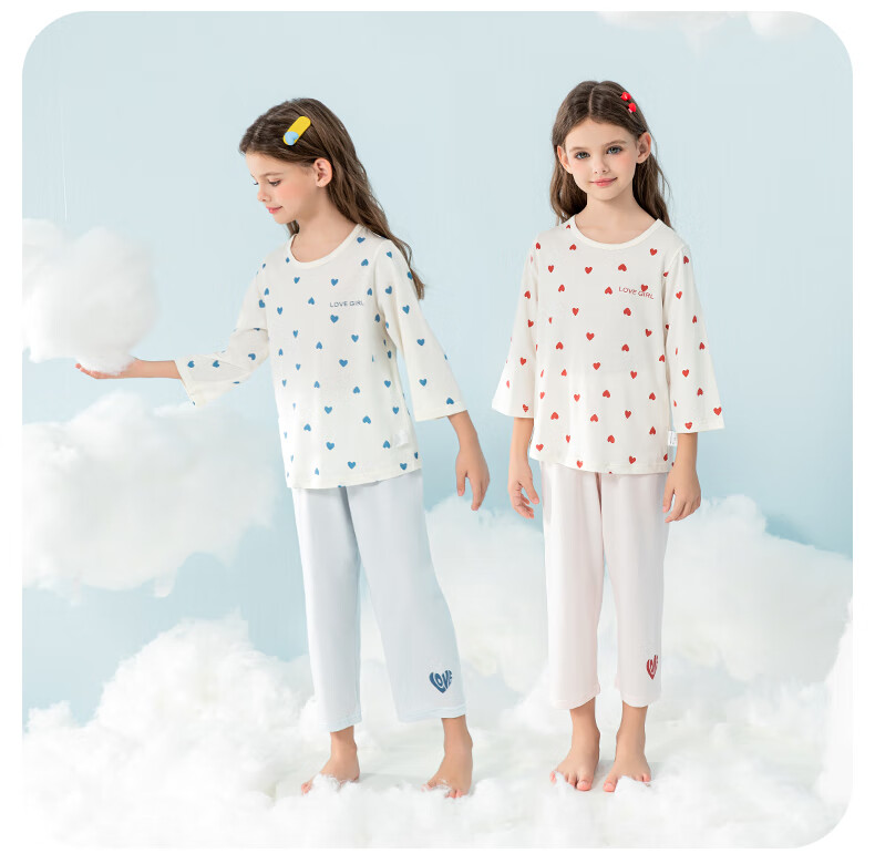 YING BO LUN Girls' Pajamas, Spring And Summer Thin Style, Children's Home Wear, Girls' Summer Air Conditioning Clothes, 20892 Light Pink, Size 160 22