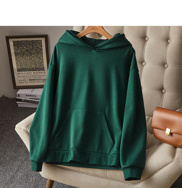 Dme [Hooded Commuter] Winter Fashion Fleece-Lined Drop Shoulder Long Sleeve Pocket Commuter Sweatshirt for Women, Linen Gray, M 38