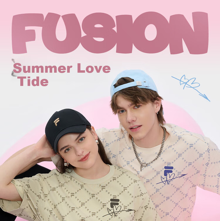 FILAFUSION Fila Trendy Couple Short Sleeve T-Shirt Summer Loose Breathable Cotton Unisex Top 1