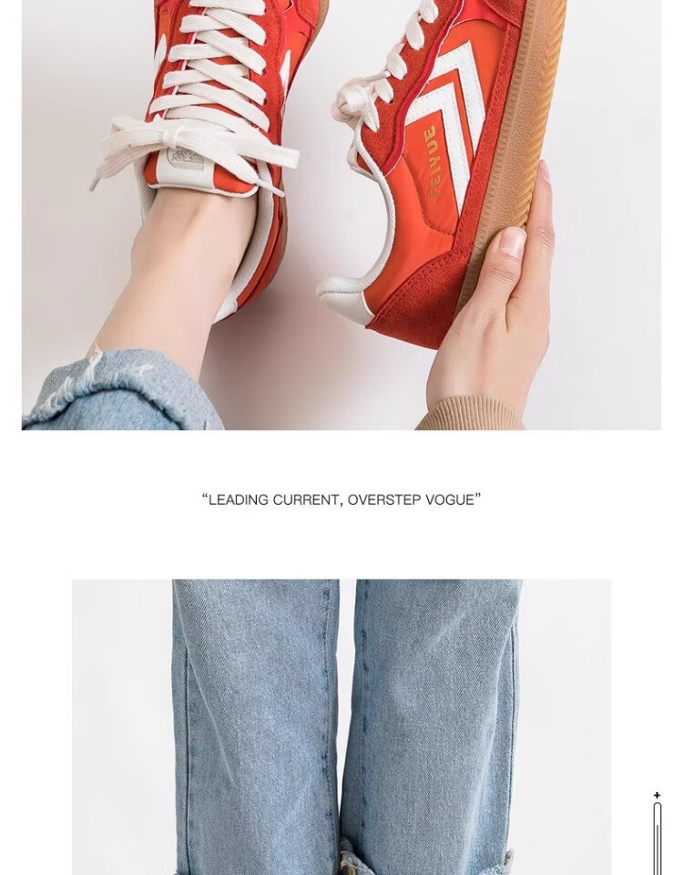 Feiyue Official Women's Shoes, Dexun Shoes for Women, 2026 Summer New Casual Versatile Fashionable Sneakers for Women, Orange-Red Color, Size 40 7