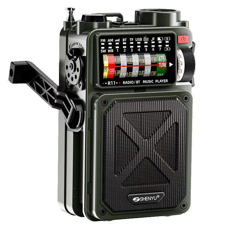 SHENYU Hand-Crank Generator Radio Flashlight Multifunctional Military Emergency Outdoor Solar All-Band High-End