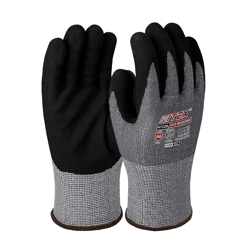 SHENGLI NITEX® Level F Cut-Resistant Gloves, Oil-Resistant, Non-Slip, Ultra-Wear Resistant A6 Cut-Resistant Gloves, Matte Nitrile Steel Wire Gloves, N1326, Size M, 1 Pair