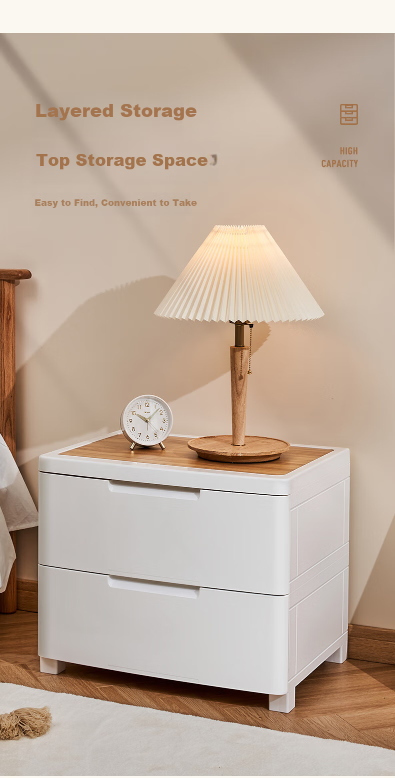 Jiekou Bedside Table, Bedroom Small Cabinet, Drawer-Style Storage Cabinet, Plastic Thickened Storage Cabinet, 2 Layers 4