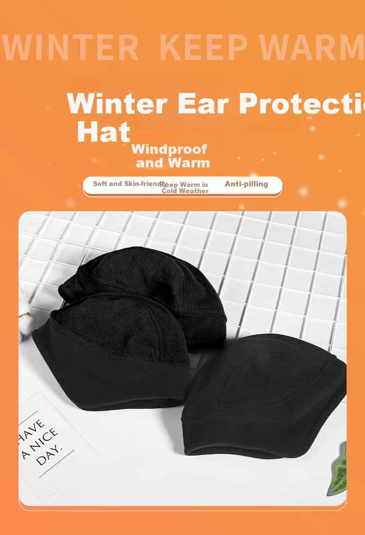 FOREVER Cycling Cap, Warm Ear Protection, Outdoor Sports Windproof, Cold-Resistant Fleece Bicycle Helmet for Winter, Black 1