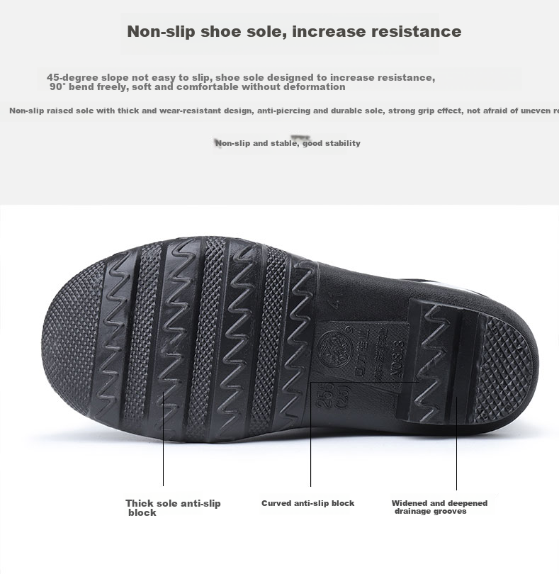 Huili Men's Stylish Rain Boots, Outdoor Waterproof Non-Slip Wear-Resistant HL8185 Mid-Calf Black Size 41 6
