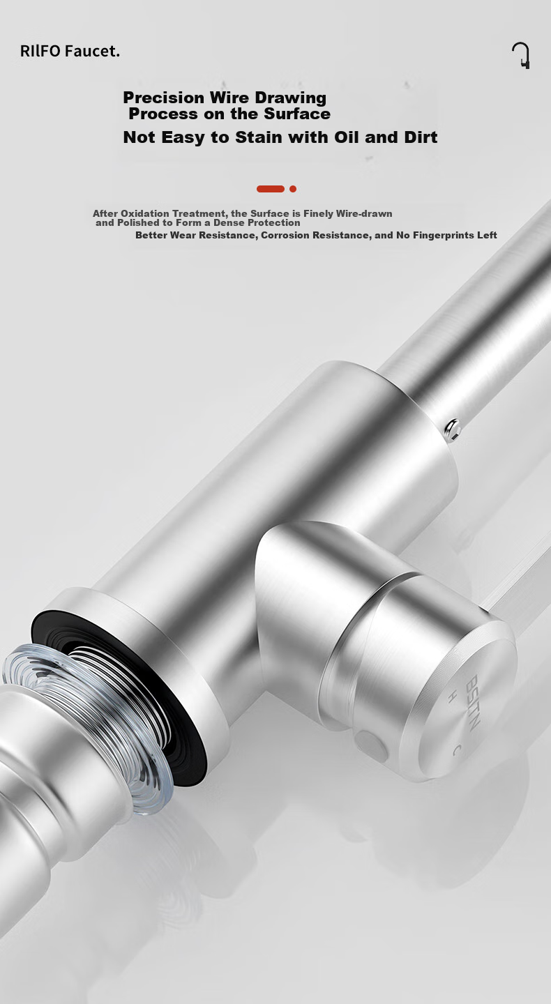 BSITN Wall-Mounted Faucet, Kitchen 304 Stainless Steel Body, Single Cold Quick-Open, 360° Rotating Sink Faucet B6035 4