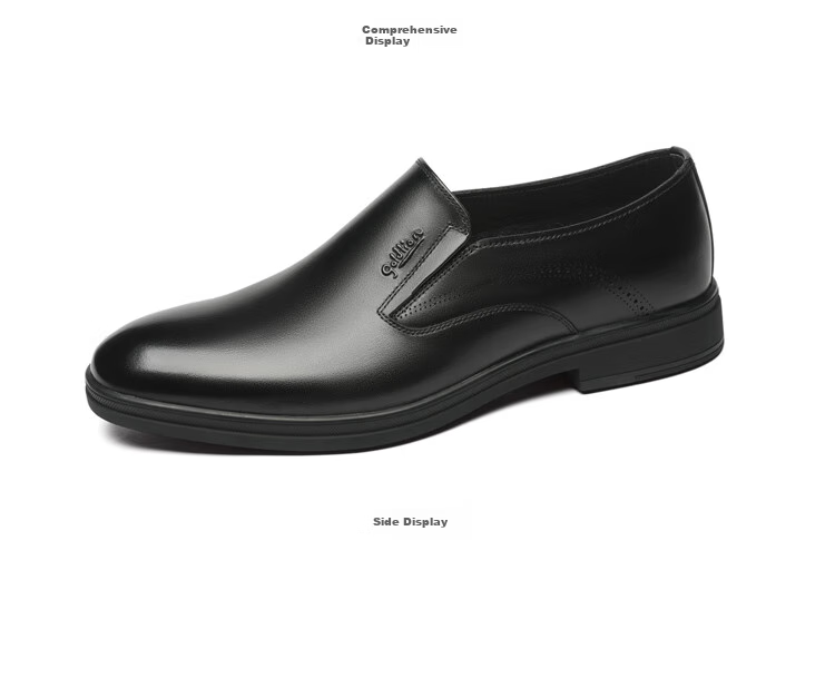 Goldlion Men's Shoes, Lightweight Slip-On Urban Business Formal Leather Shoes, 58001004401A, Black, Size 40 7
