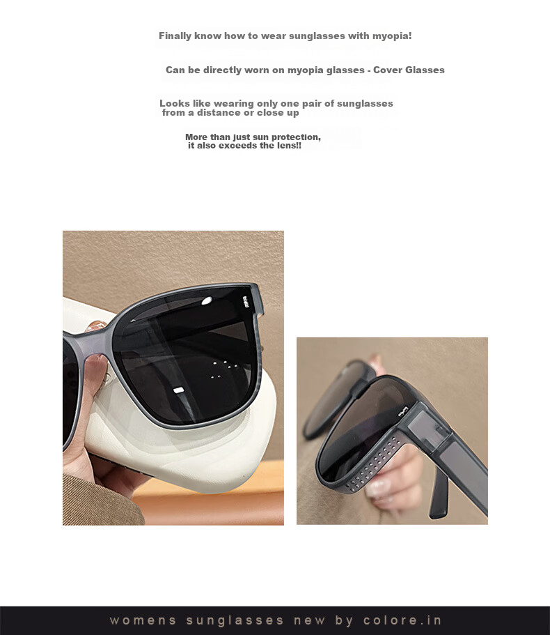 FESETE Sunglasses for Nearsightedness, Sunglasses Clip-Ons, Polarized Clip-Ons for Driving, Sun Protection, UV Protection Sunglasses, Qixi Festival 4