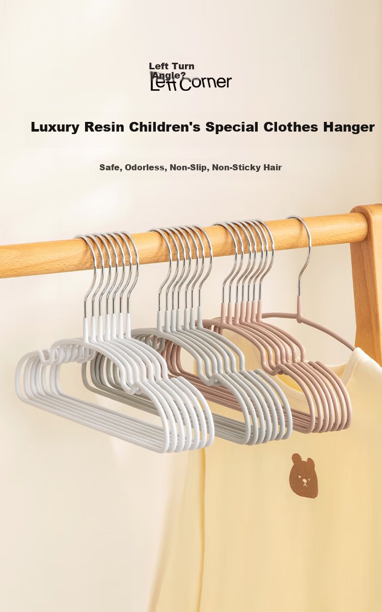 ZUO ZHUAN JIAO Children's Hangers, Non-Slip And Seamless for Kids, Clothes Hanger for Home Use, Baby Clothes Hangers, 10 Pieces, Apricot Pink 1