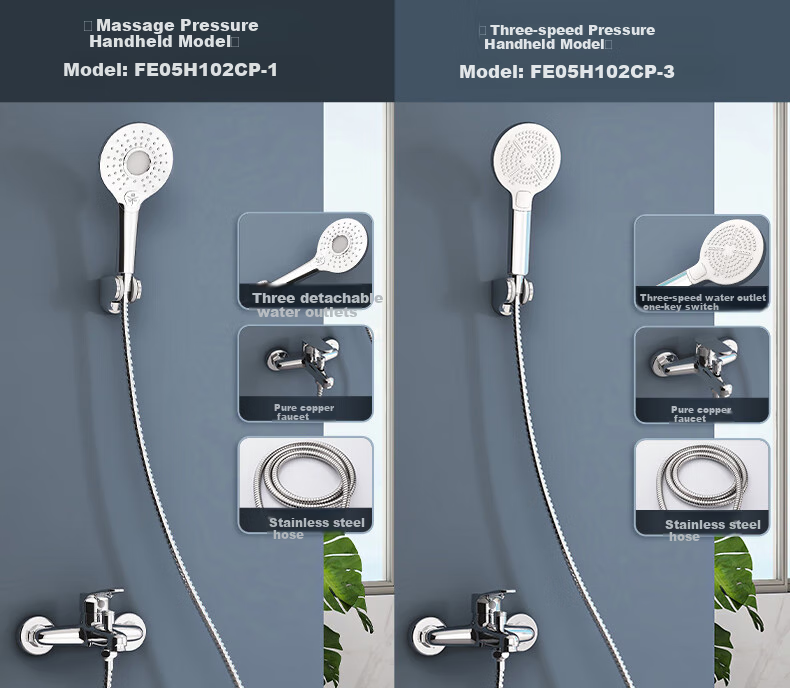 FAENZA Bathroom Simple Shower Head, Bathtub Copper Faucet, Rain Shower Spray, Multi-Position Water Output, FE05H102CP-3 15