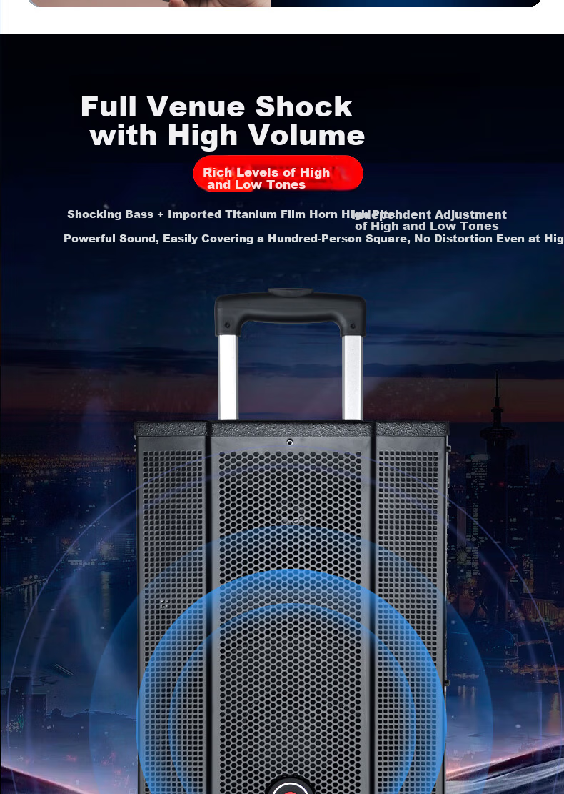 Ailang K52 Square Dance Speaker, Heavy Bass, Home And Outdoor Karaoke, Electric Guitar Folk Acoustic Instrument Speaker, Performance Bluetooth Trolley Speaker with Microphone, 12-Inch 2