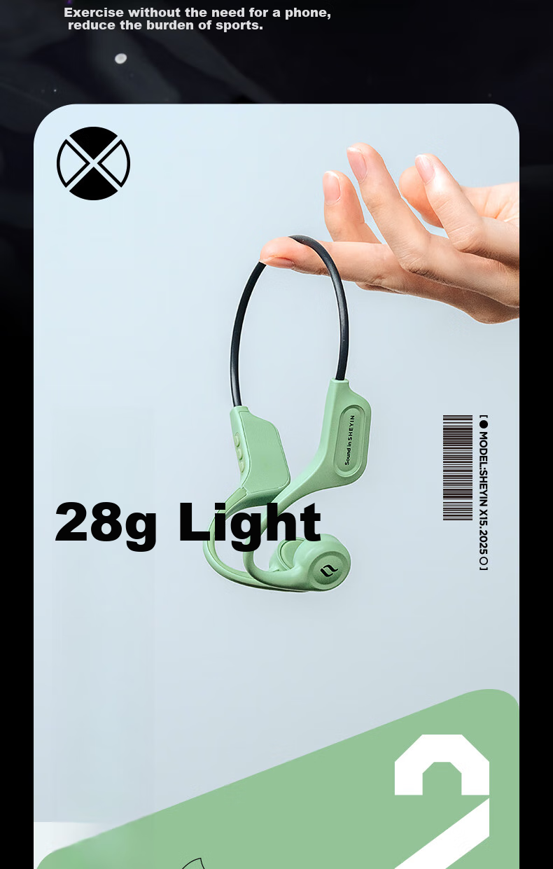 SHEYIN Berlin Voice [Bone Conduction] X13 Bone Conduction Bluetooth Headphones, Open-Style Wireless Outdoor Sports Running Fitness Cycling Specialized Non-In Cloud White Standard Versio 15