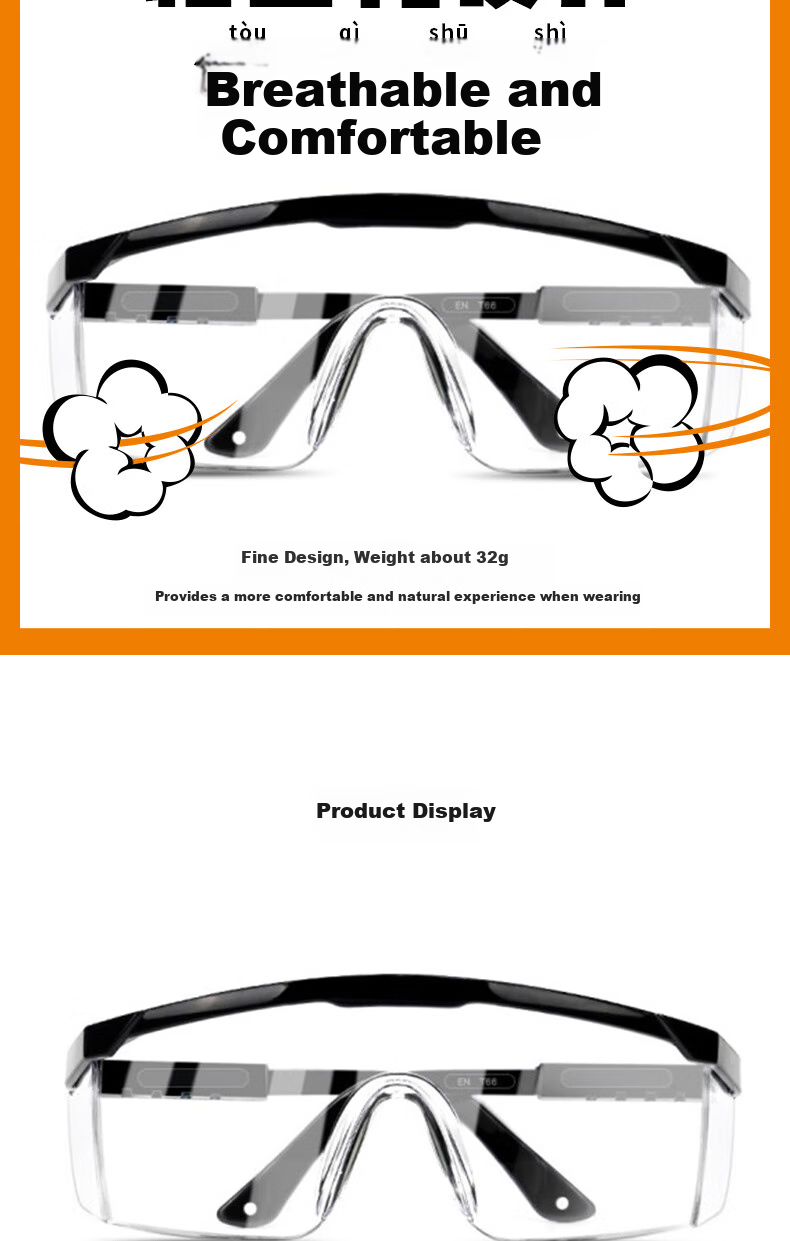 Shunzao Goggles SZ-L, 1 Pair, Double-Sided Anti-Fog, Splash-Resistant, Waterproof, Dust-Proof, Sand-Proof 8