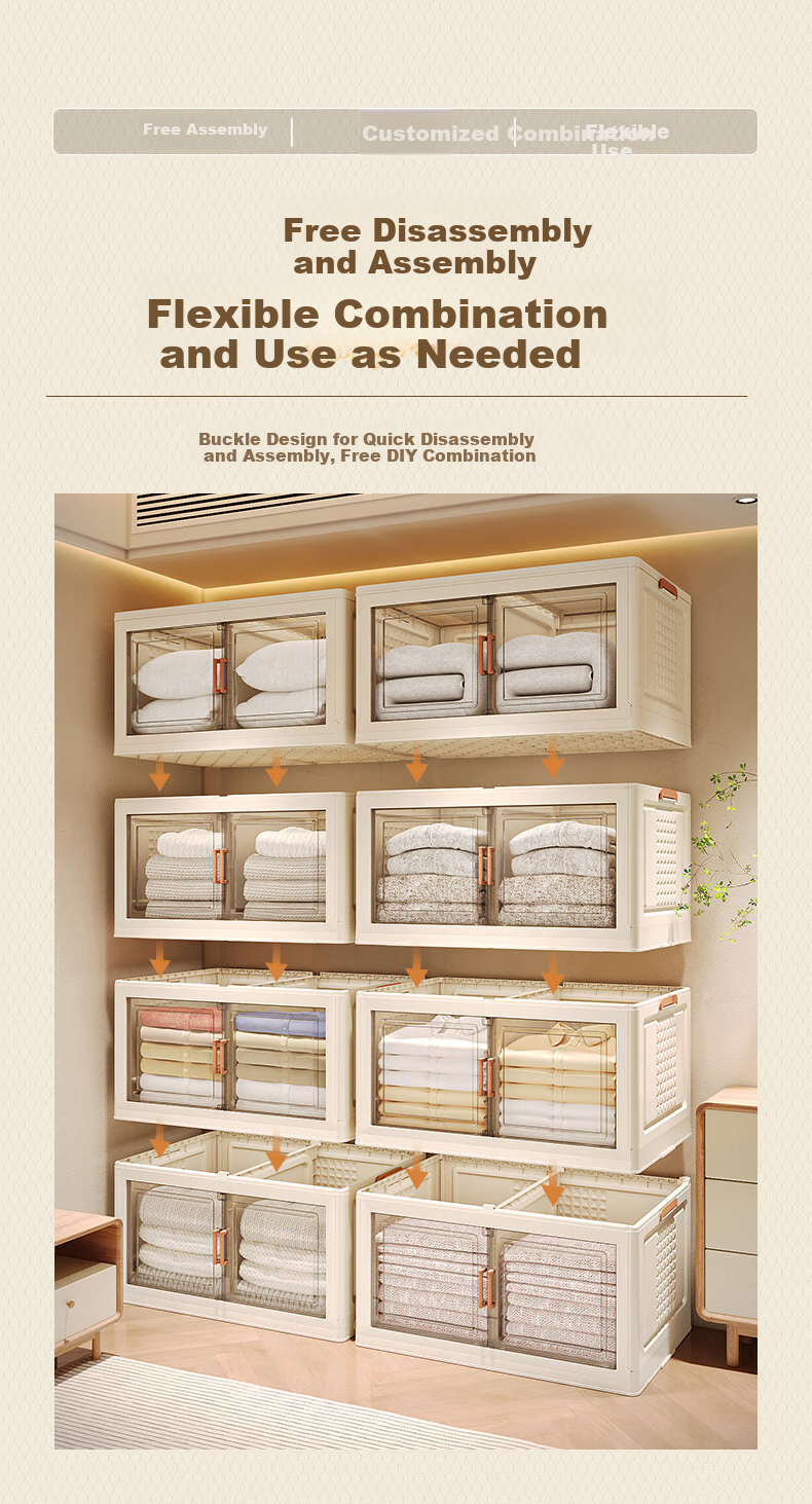 Jiekou Foldable Storage Cabinet Organizer Bookshelf Snack Cabinet, 1 Layer without Wheels 2