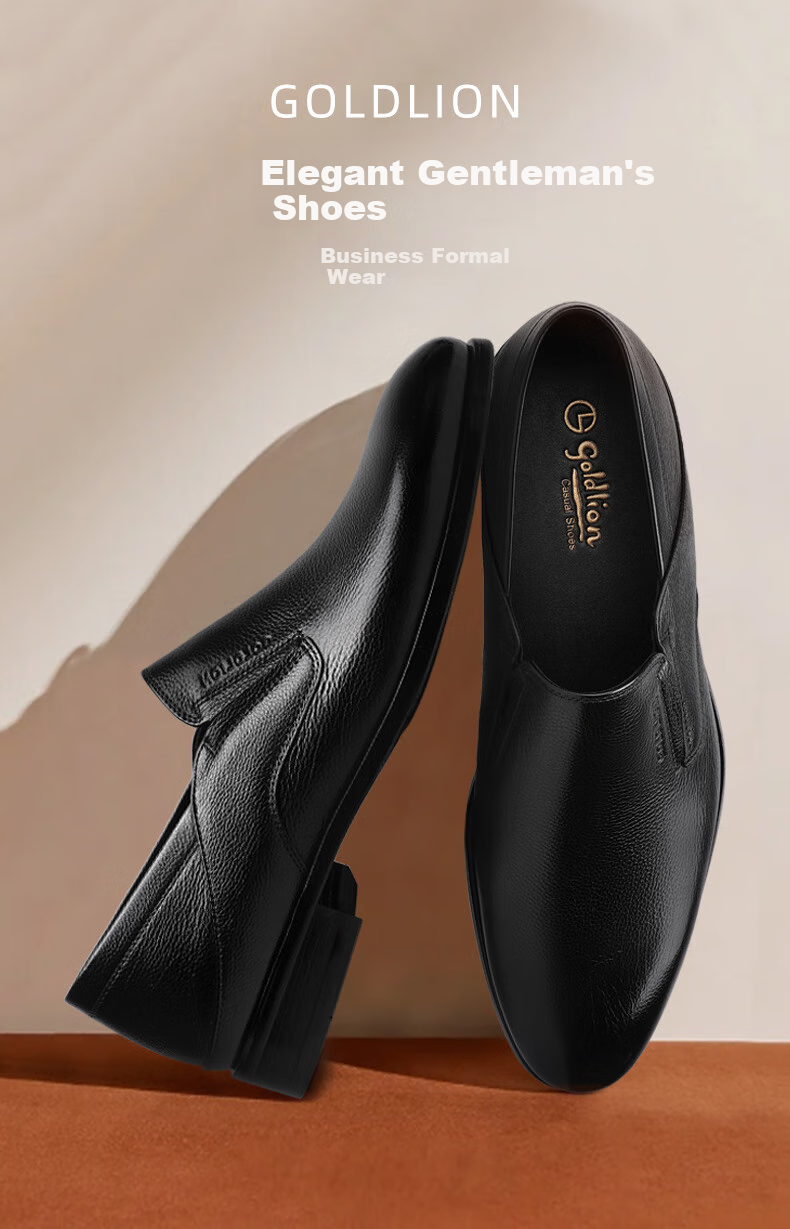 Goldlion Men's Business Leather Shoes, Spring Style, Soft And Durable Loafers, G521510038AAB, Black, Size 41 1