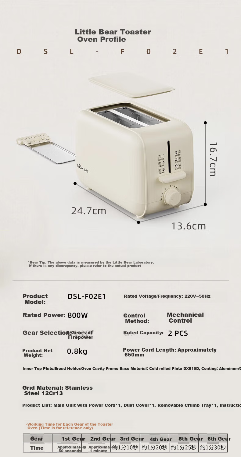Bear Bread Toaster, Multi-Function Grill, Household Bread Maker, Sandwich Toaster, Small Automatic Toast Machine DSL-F02E1 11