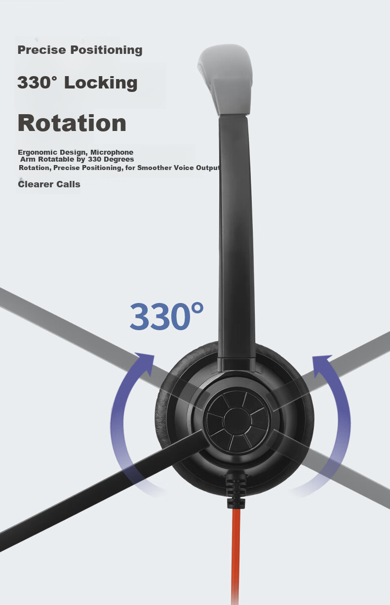 Yijiatong Upgraded Dual-Ear Headset Y390DR with USB Interface, Customer Service Headphones/Noise-Cancelling Headphones/Sales Telemarketing Headset/Business/Education, Including Equalization And Mute Functio 3
