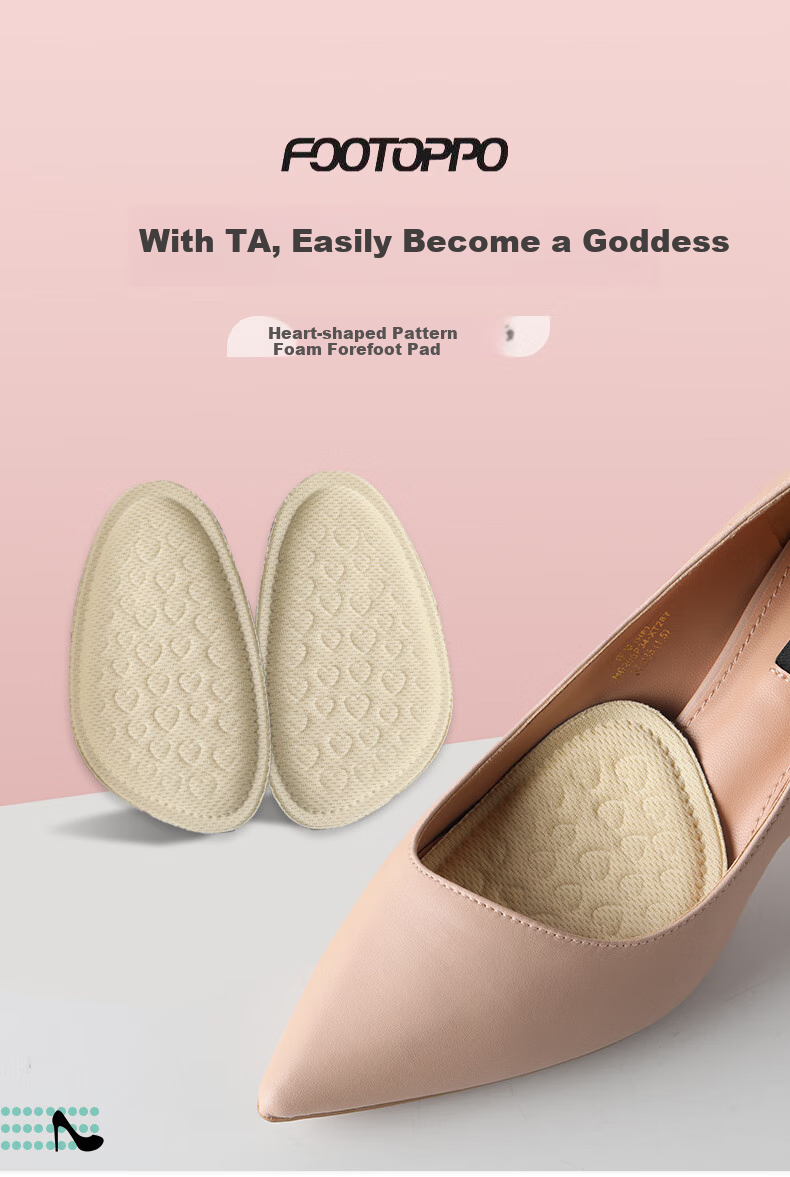 FOOTOPPO High Heels Front Palm Pad, Women's Half Size Insoles, Leather Shoes Half Insoles, Foot Pads, Non-Slip Shoe Soles, Thickened Shoe Inserts, Shoe Enhancers 1