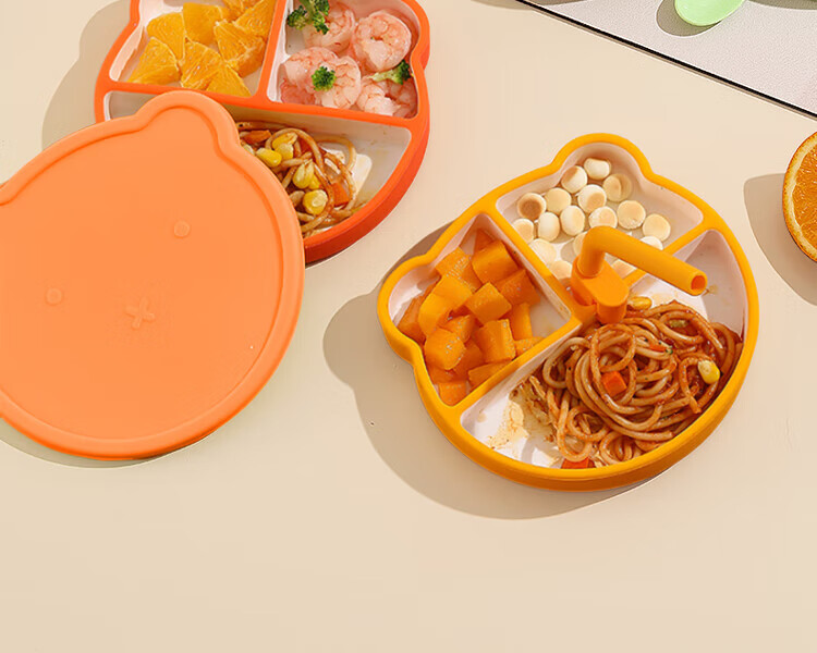 DOCTOR MA Baby Plate, Silicone Feeding Tray with Detachable Sections, Children's Tableware, Complementary Food Bowl And Plate, Green Lunch Box 18