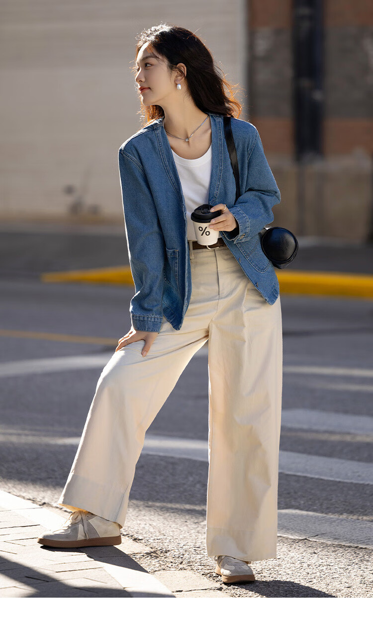 Dme [Cool And Stylish] Spring V-Neck Classic Washed Denim Blue Jacket for Wome 10