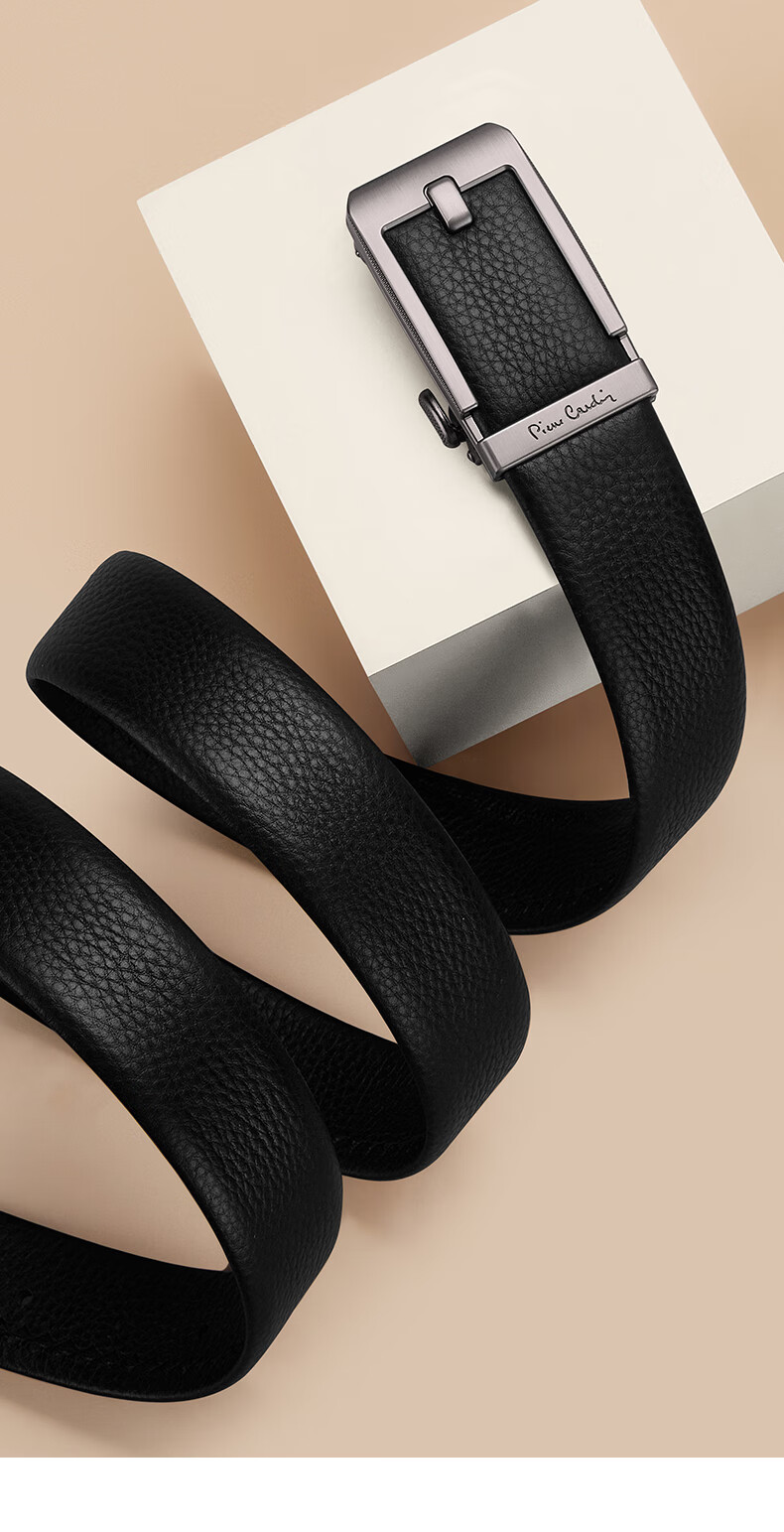 Pierre Cardin Men's Leather Belt Cowhide Waistband Faux Pin Buckle Automatic Buckle Inner Wear Pants Belt Gift Box Set New Year Gift for Men 2
