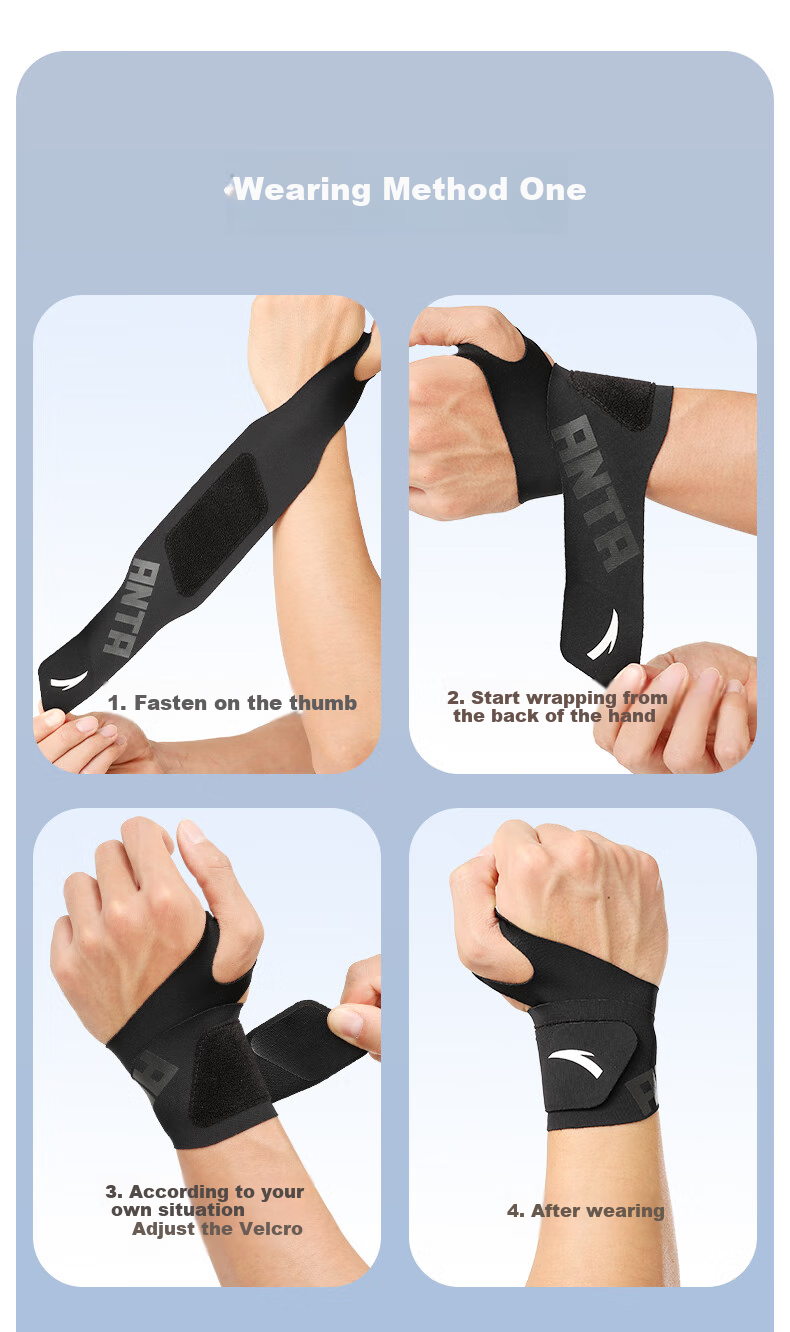 ANTA Sports Wristband for Men And Women, TFCC Tendonitis Fitness Badminton Sprain Compression Wrap Sleeve, Black Single Piece 14
