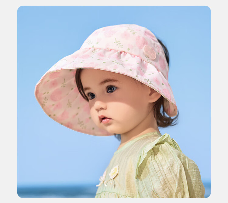 Lemonkid Kids Sun Protection Hat Girls Open-Top UV Protection Baby Sun Hat Shade Cap Spring Peach Pink 2