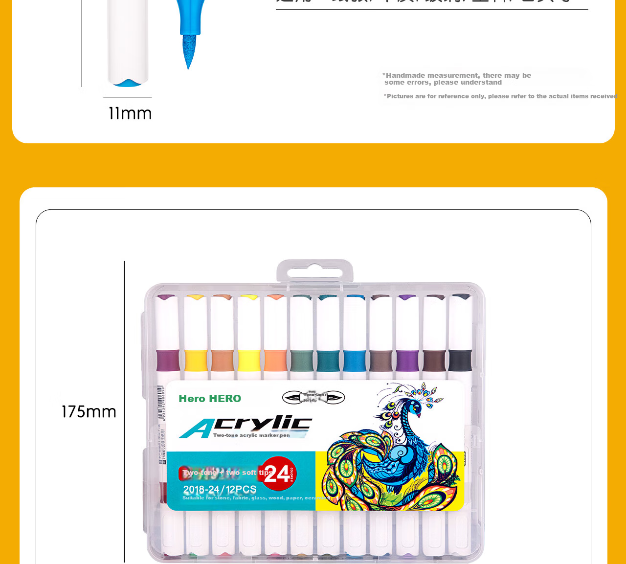 HERO Acrylic Markers, 2016 Triangular Pen Barrel, Water-Based Acrylic Markers for Students, Art Journaling, Children's Drawing, Hand-Painted Watercolor Pens, Graffiti Quick-Drying Paintbrushes, 12 Colors of Watercolor Pens 13