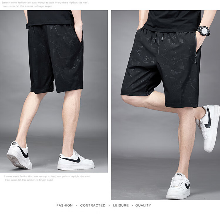 TUCANO Men's Summer Ice Silk Breathable Quick-Dry Five-Point Shorts Fashion Loose Sports Pants Plus Size Black A6XL 13