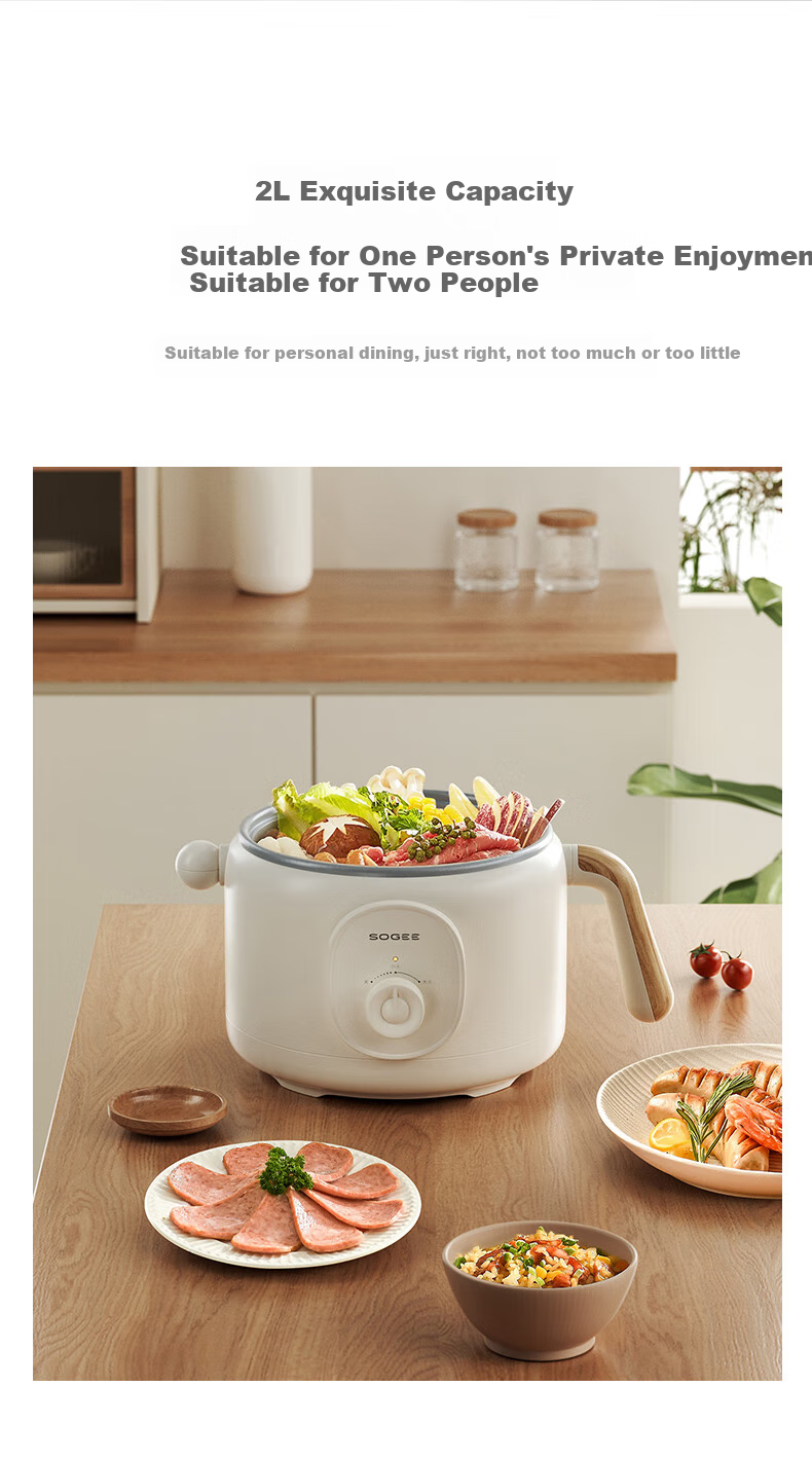 Xiaozhi 2L Electric Cooking Pot, Low-Sugar Rice Cooker, Electric Hot Pot, Small Electric Pot, Dormitory Steamer, Instant Noodle And Hot Pot, Smart Computer-Controlled Multifunctional Pot DZG08DT [New Year's Gift] 10