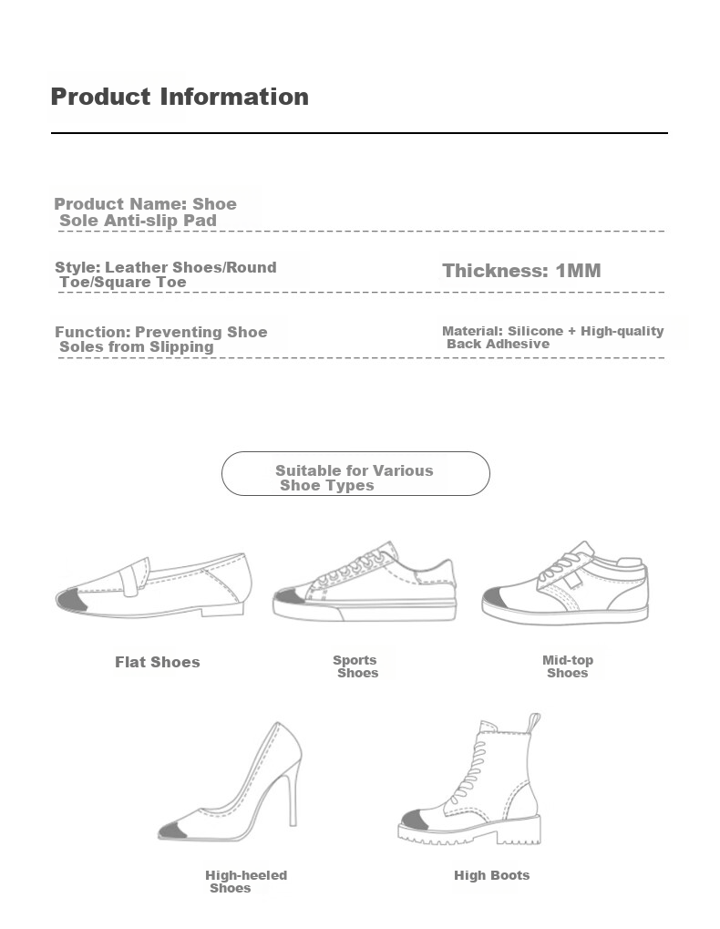 FOOTOPPO Leather Shoe Sole Anti-Slip Sticker, High Heel Shoe Sticker, Wear-Resistant Tool, Shoe Anti-Wear Sticker, Sole Leather Protective Film, Protective Patch 10