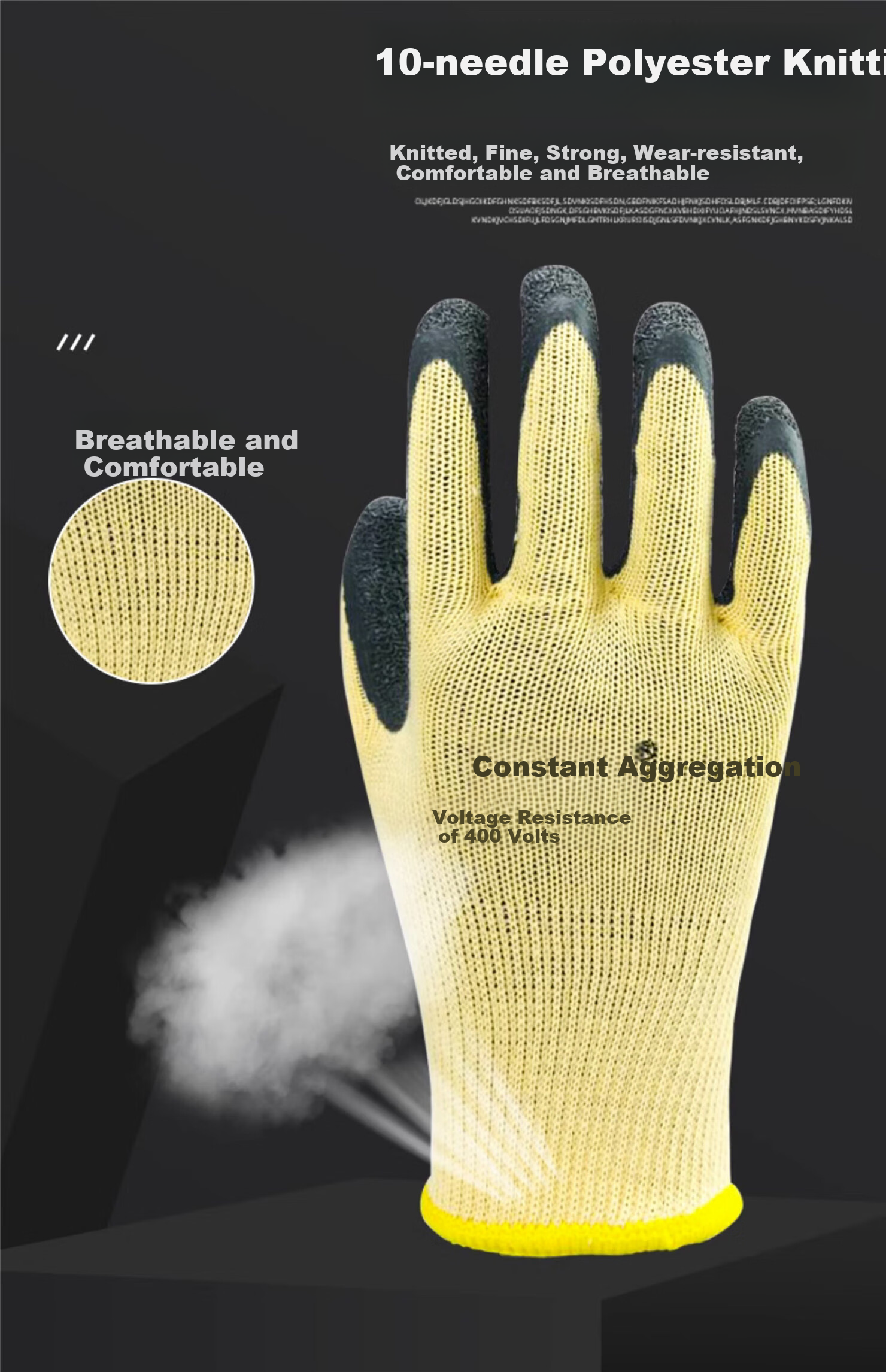 Hengju Insulation Gloves, 400V Electrical Work Gloves, Low-Voltage Anti-Electric Shock Specialized, Electric Shock-Resistant, Wear-Resistant, Non-Slip Coated Gloves 9