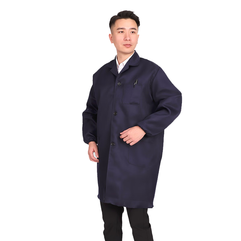 BAIGE Workwear Lab Coat Navy Blue Long Sleeve Durable Dustproof Factory Workshop Labor Protection Uniform
