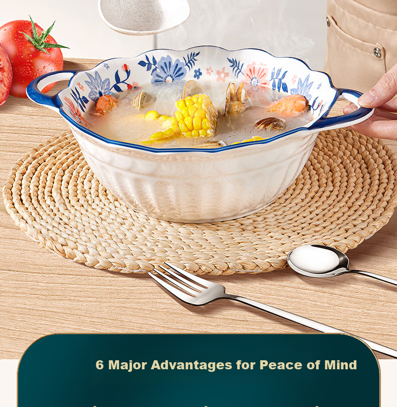 Baijie Ceramic Soup Bowl Large 9-Inch Household Pickled Fish Soup Basin for Spicy Hot Pot and Boiled Meat Slices Single Piece 2