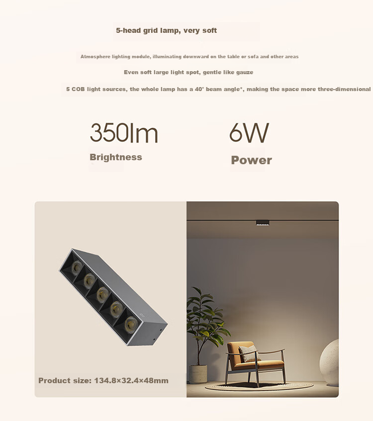 Mijia Magnetic Track, GaN Power Supply, 120W Surface-Mounted Lighting without Main Light, Whole-House Package for Living Room And Bedroom, Modern Style 6