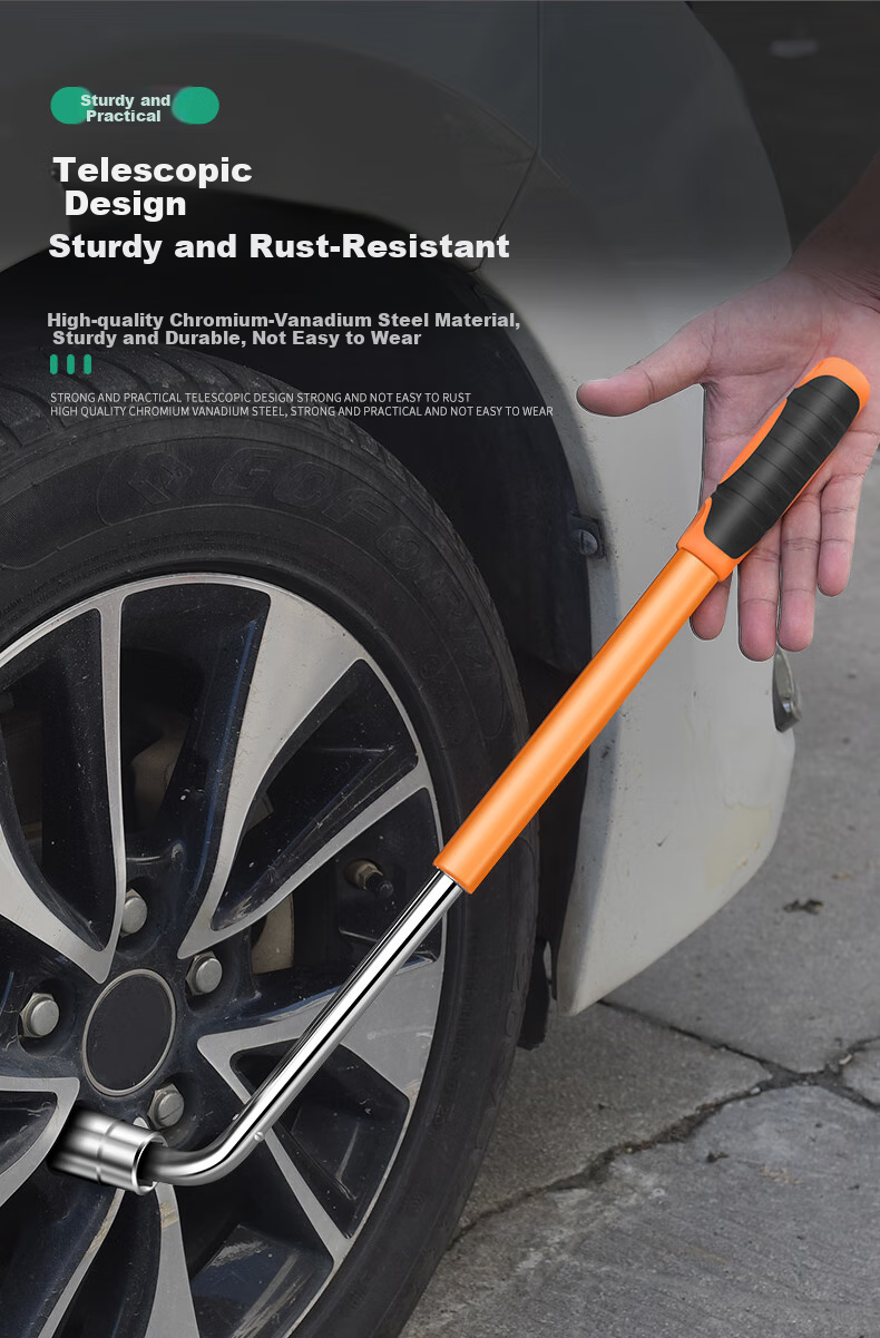 Baolian Car Tire Wrench, L-Shaped Extendable Detachable Socket, 17/19/21/23 Hexagonal Sleeve, Auto Repair Tool Wrench 3