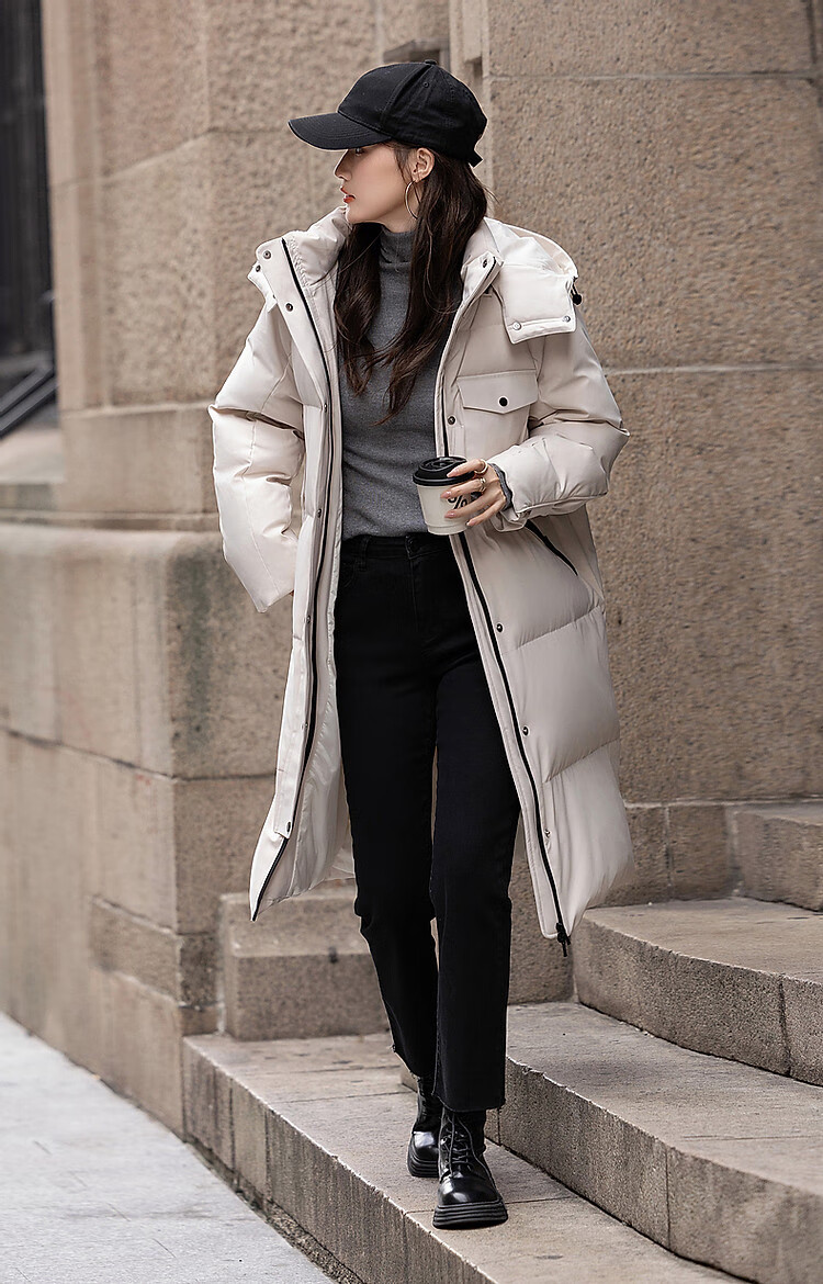 Dme [Nordic Cotton Triple Protection System] Winter Outdoor 90% Duck Down Hooded Long Women's down Jacket, Warm Coat 7