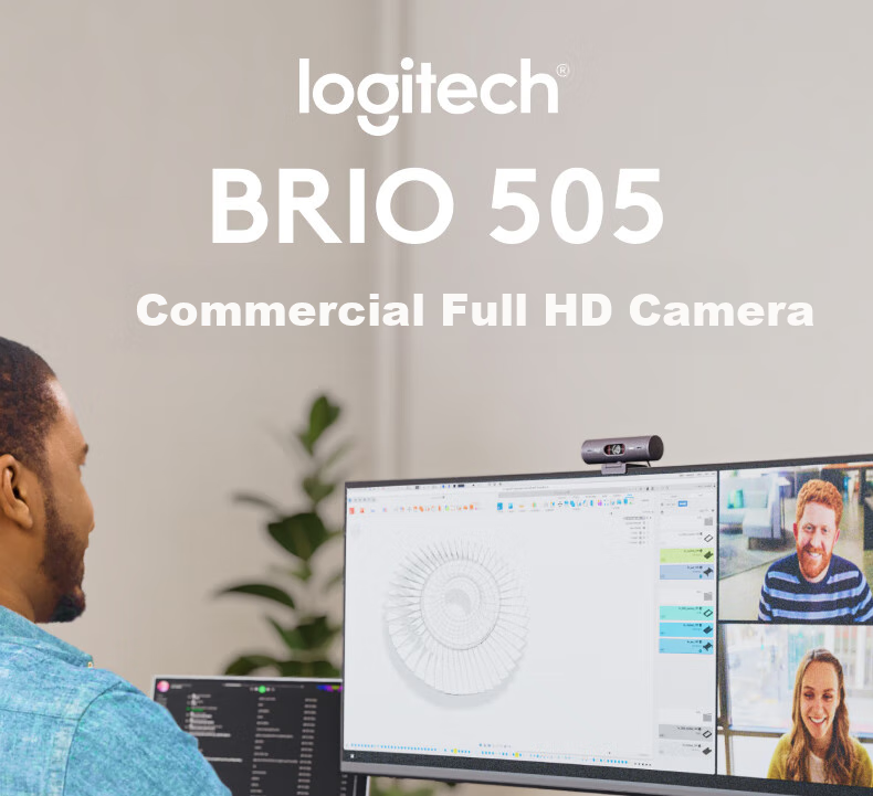 Logitech Brio 505 Enterprise-Grade Full HD Webcam for Live Streaming, 1080P Remote Work And Business Meetings with Built-In Microphone And Camera, Black [Order Bonus] 1