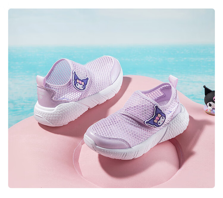 Hello Kitty Girls' Sports Shoes Summer Breathable Mesh Cute Kuromi Lightweight Casual White Sneakers for Kids 9