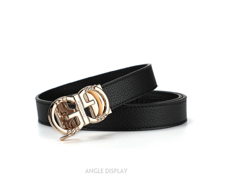 CROCODILE Top-Grain Leather Fashion Belt for Women, Automatic Buckle, Exquisite And Minimalist Waist Belt T3797 Black Gift Box Set 8