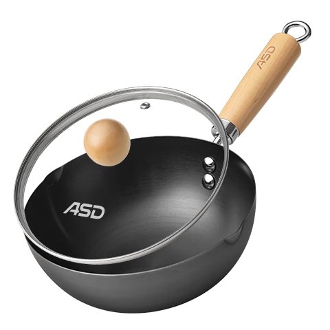 ASD Non-Coated Lightweight Rust-Resistant Small Iron Wok Baby Food Pot 28cm Compatible with Gas And Induction Stoves CF28F8WG