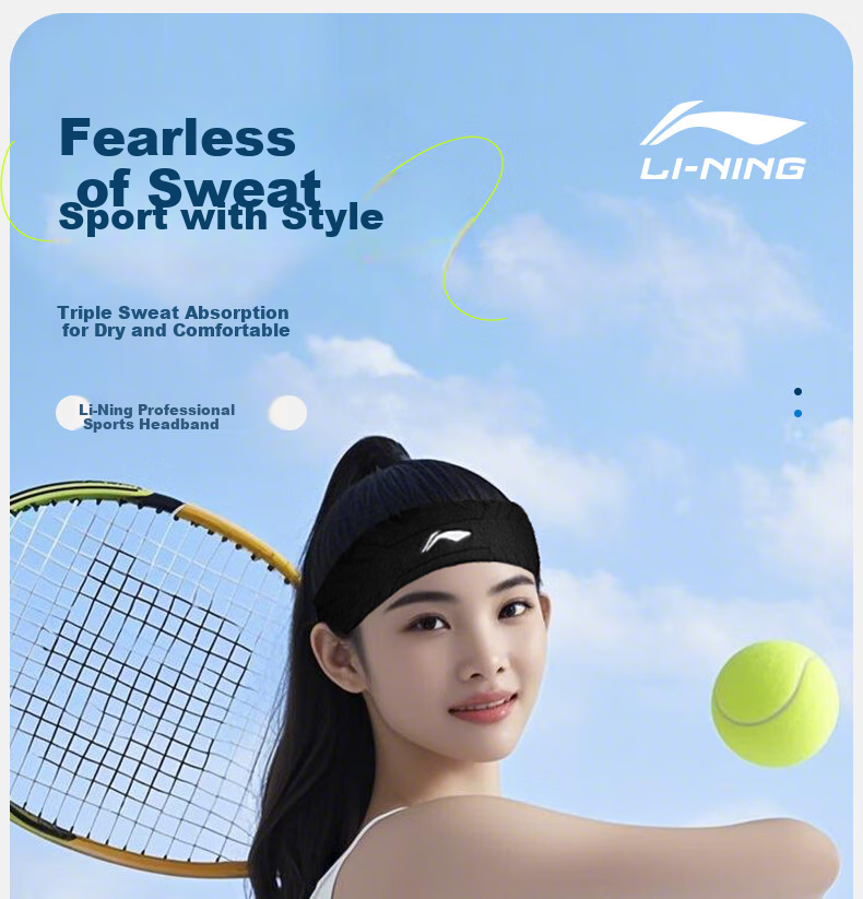 Li-Ning Sports Headband for Men And Women, Sweat-Absorbing And Anti-Sweat Headband, Hair Tie, Headscarf, Headband for Children, Running, Basketball, Yoga, Sweat-Guiding Band 1