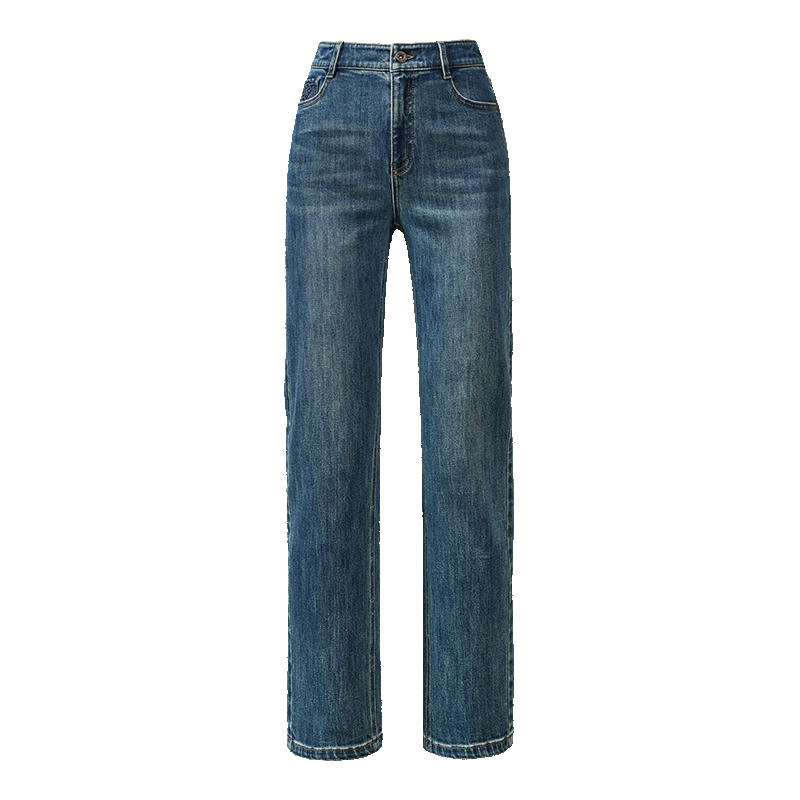 ESE-Y Straight-Leg Jeans for Women, New Spring 2025 Style, Elastic Slimming for Petite Figures, Vintage Blue, Size 30