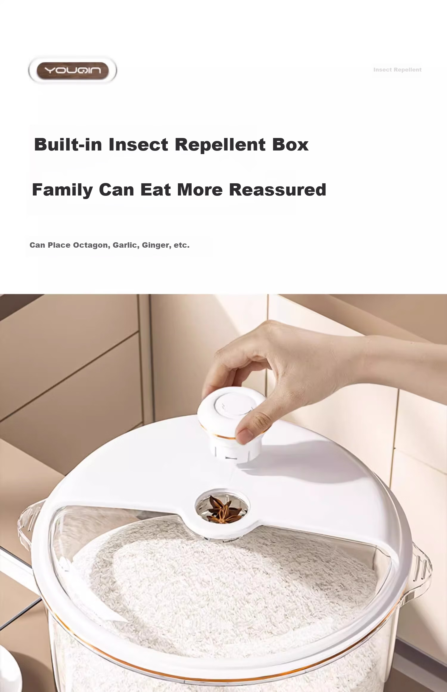YOUQIN Rice Storage Container, Household Insect-Proof And Moisture-Proof Sealed Rice Bin, Food-Grade Rice Storage Box, Flour Storage Jar 14