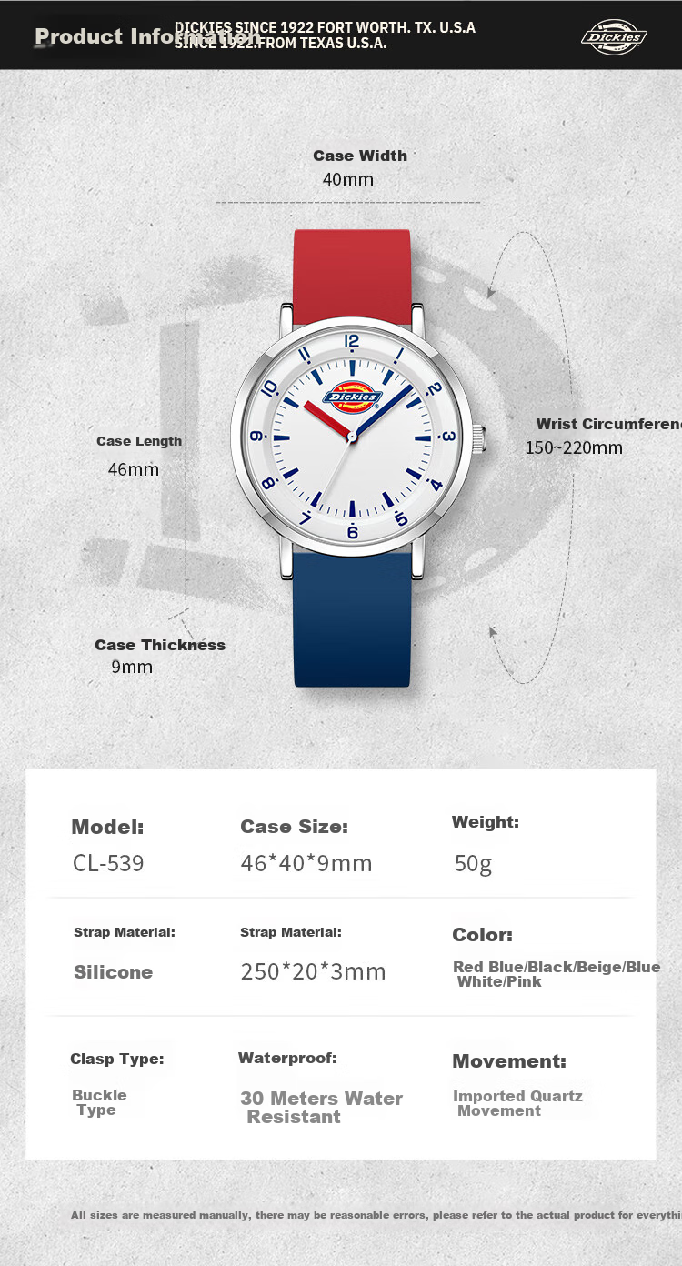 Dickies Student Watch for Teenagers, Middle And High School Students, Analog Exam Watch, Quiet Birthday Gift for Boys, 539 Black 12