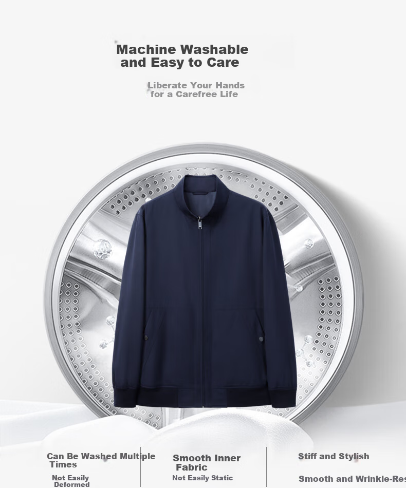 Goldlion [Leader Jacket] Autumn Winter Men's Machine Washable Wool Stand Collar Easy Care Business Coat Navy Blue M00 14