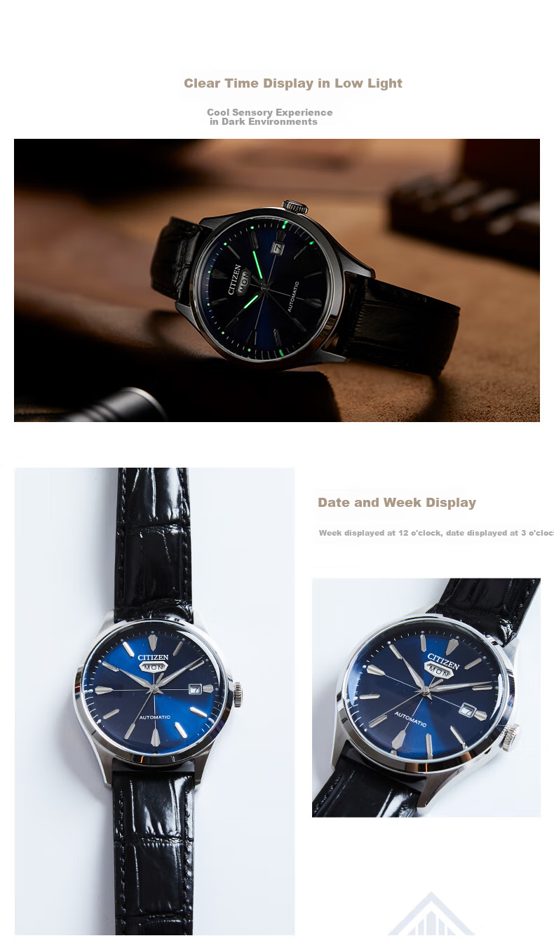CITIZEN Watch for Men, Japanese And Korean Style, ME Color Series Automatic Mechanical Leather Strap, Student Gift for Boyfriend, NJ0173-18X 8