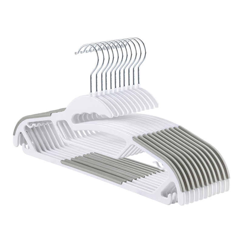 JD Original Ultra-Slip Resistant Hangers, Non-Marking Plastic Clothes Hangers, Household Drying Rack, 10 White Pieces