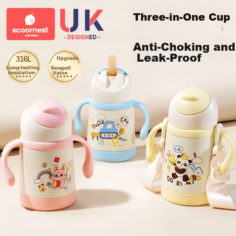 Scoornest Children's Insulated Cup with Straw, Baby Upgraded Seagull Valve, Infant Sippy Cup, Milk Bottle, Water Cup