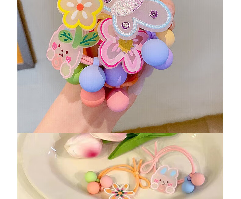 Jiaoxuefei Fresh And Fun Hair Ties, 10 Pieces, Gentle on Hair, Rubber Bands, Fresh And Cute Ponytail Hair Bands for Wome 7